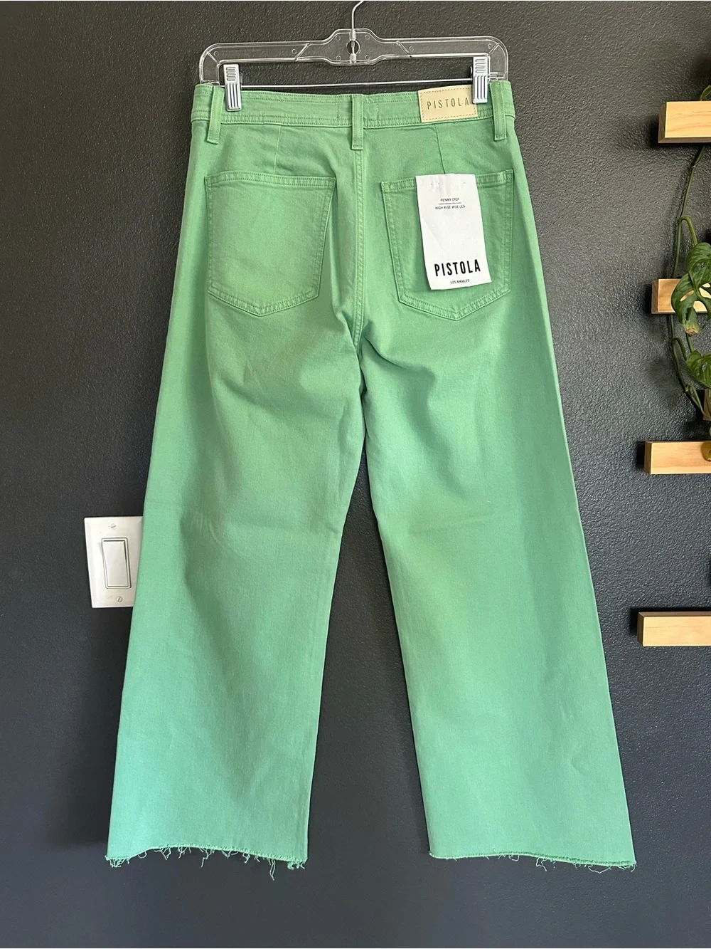 Pistola Penny Crop High Rise Wide Leg Jeans Avocado Green Size 28 Anthropologie - Picture 6 of 13
